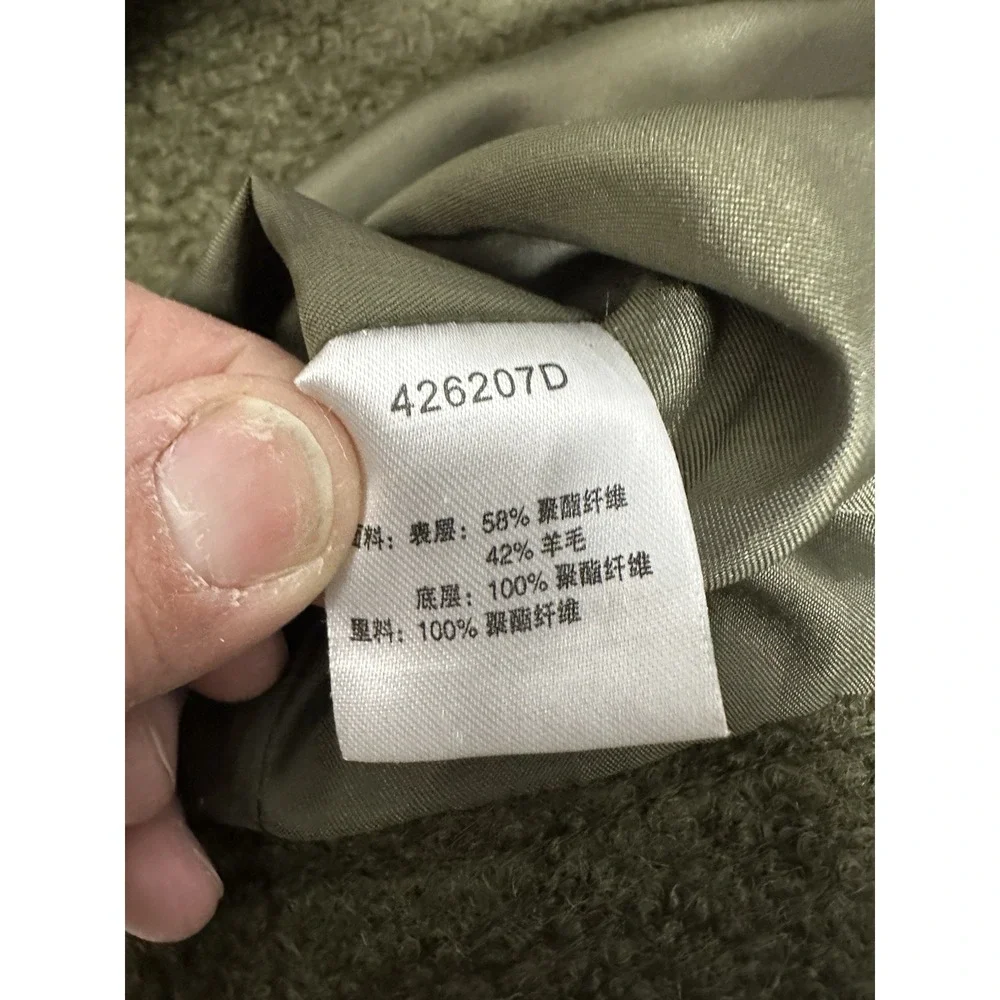OpenBox Long Wool Blend Coat Olive Green Stripe Detail Medium - Picture 3 of 11